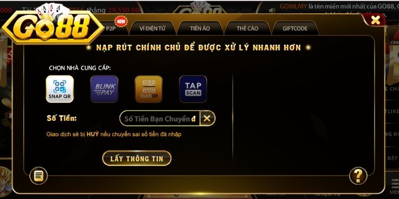 Chi tiết các cách nạp tiền nhà cái Go88 bạn cần nắm